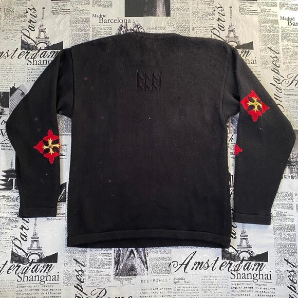 Marisa Christina Classics vintage 80s Women's Black sweater crown royal print - Picture 2 of 4